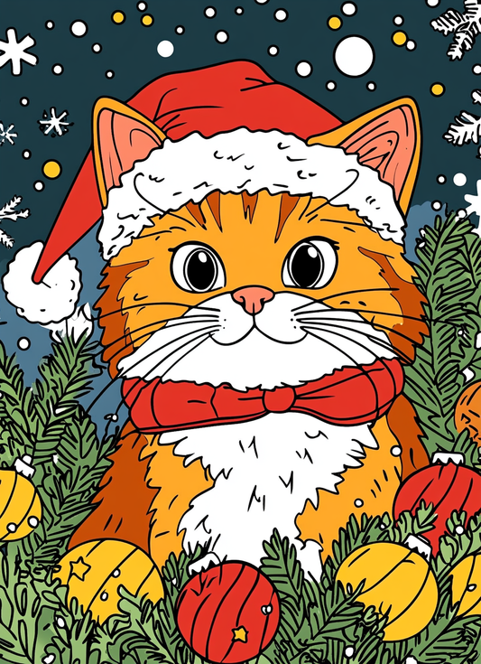 100 Funny Cat Christmas Coloring Pages - Digital Download