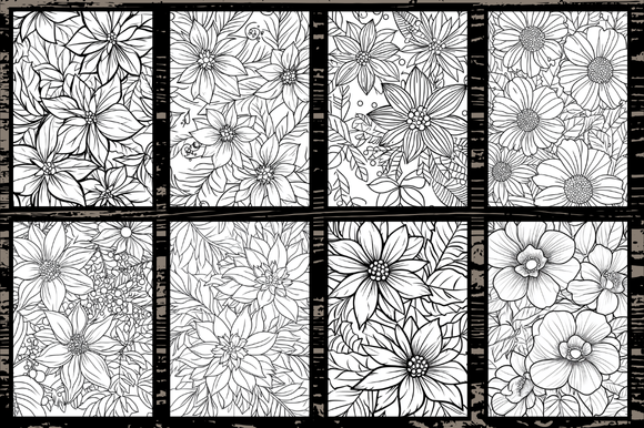 100 Christmas Flower Coloring Pages - Digital Download