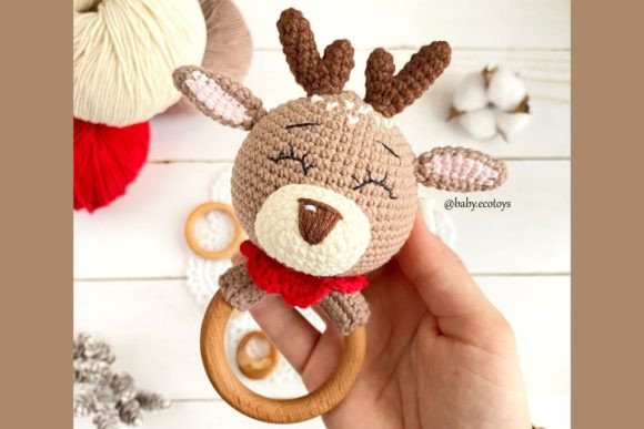 Cute Reindeer Baby Rattle Crochet Pattern - Digital Download