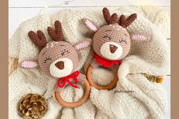 Cute Reindeer Baby Rattle Crochet Pattern - Digital Download