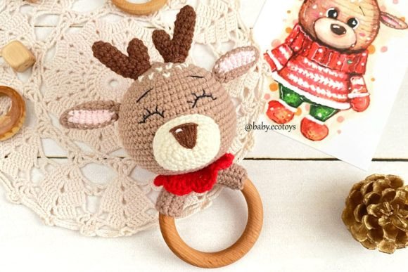 Cute Reindeer Baby Rattle Crochet Pattern - Digital Download