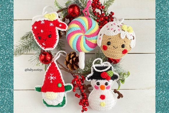 5 Cute Christmas Ornament Crochet Patterns - Digital Download