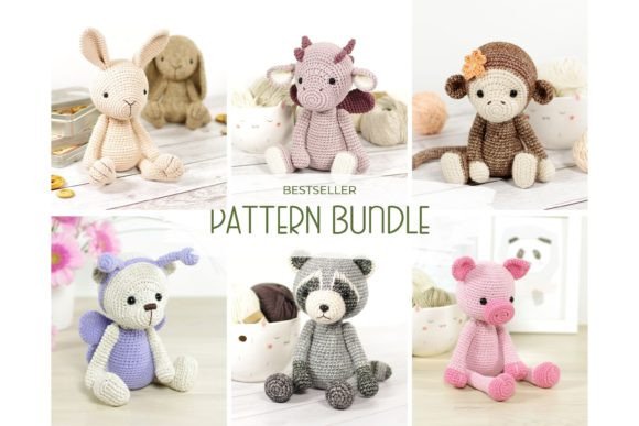 Cute Animal Crochet Pattern Bundle 6ct