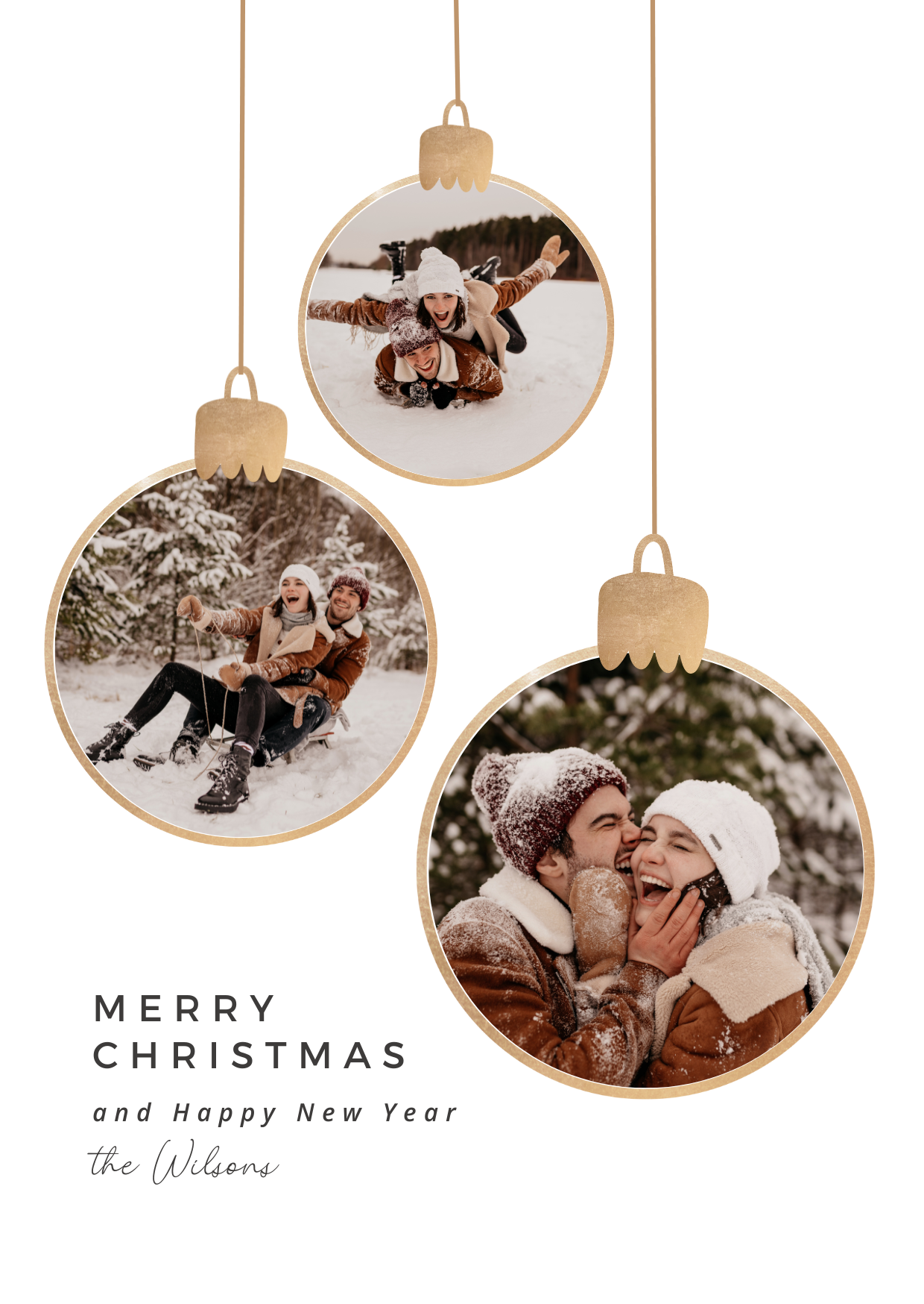 Custom Photo Ornament Holiday Card – Personalized with Your Family Name