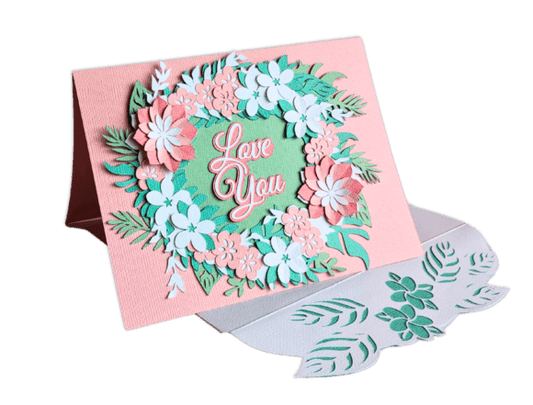 Floral Wreath Gatefold Card – Love You Greeting Card Template