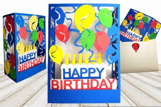 Happy Birthday Shadowbox Card – DIY Digital Template for Cutting Machines