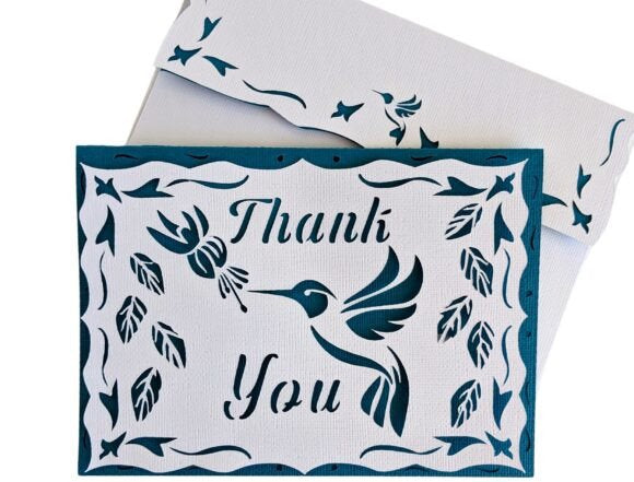 Hummingbird Thank You Card – DIY Digital Template for Cutting Machines