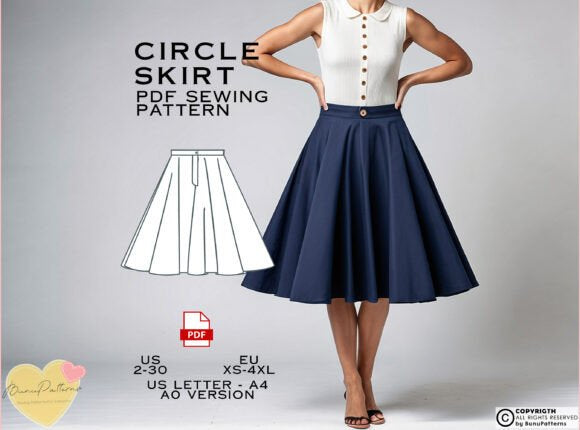 Below-the-Knee Skirt Sewing Pattern – Classic & Versatile Design