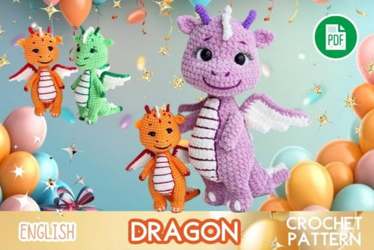 Crochet Dragon Toy Pattern – Amigurumi PDF Tutorial