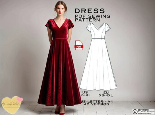 Ball Gown Sewing Pattern – US Sizes 2-30