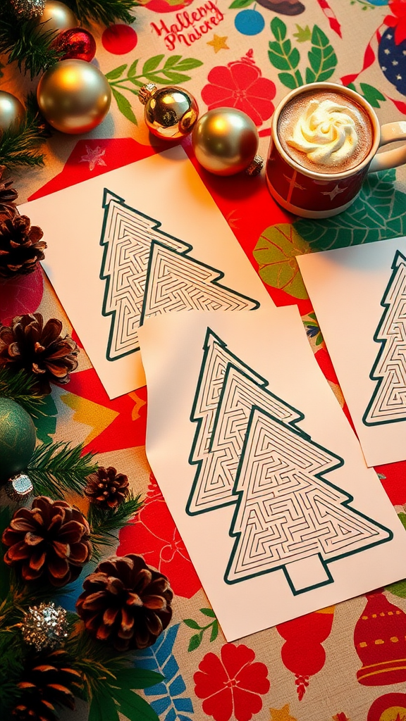 100-Count Printable Christmas Tree Maze Set – Holiday Fun for a Cause