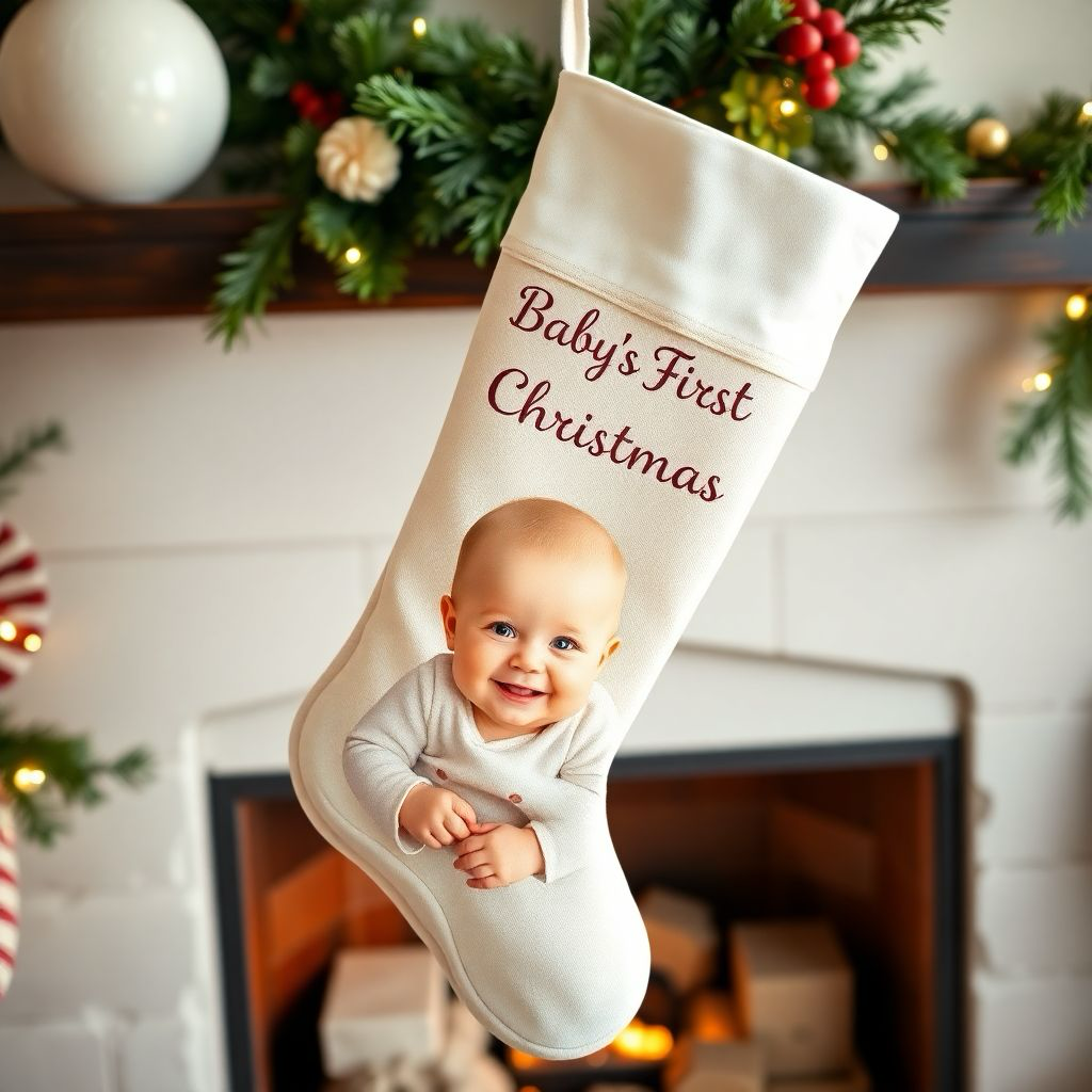 Custom Photo Christmas Stocking - Personalized Holiday Design