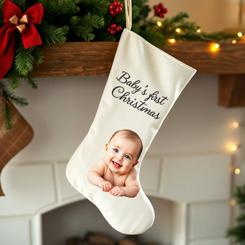 Custom Photo Christmas Stocking - Personalized Holiday Design