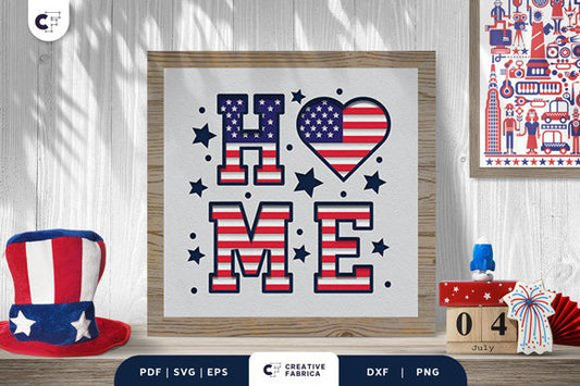 USA Home Sign 3D Shadow Box or Digital Instruction Download to Make Yourself