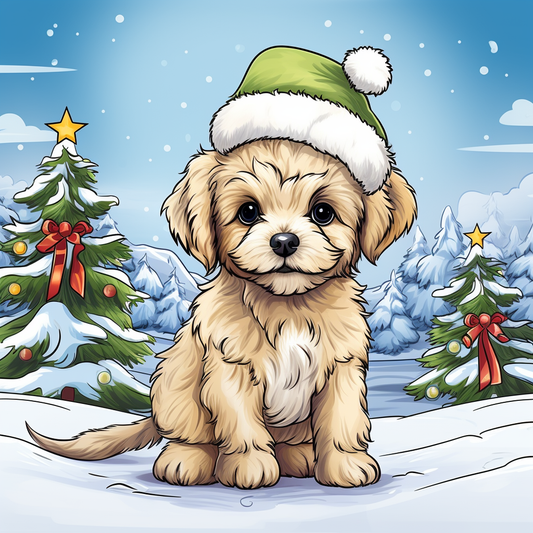 Adorable Christmas Dog Coloring Pages - Digital Download