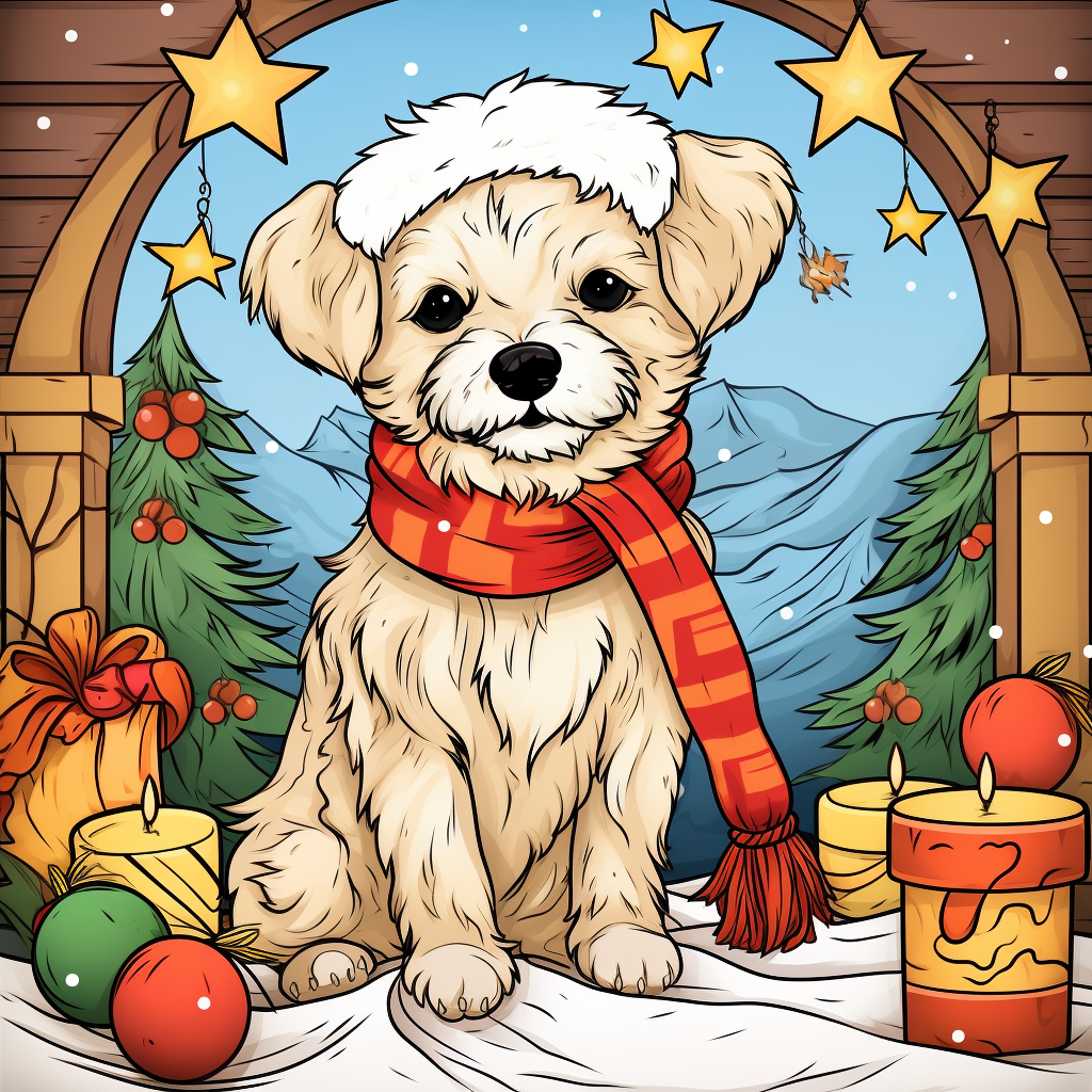 Adorable Christmas Dog Coloring Pages - Digital Download